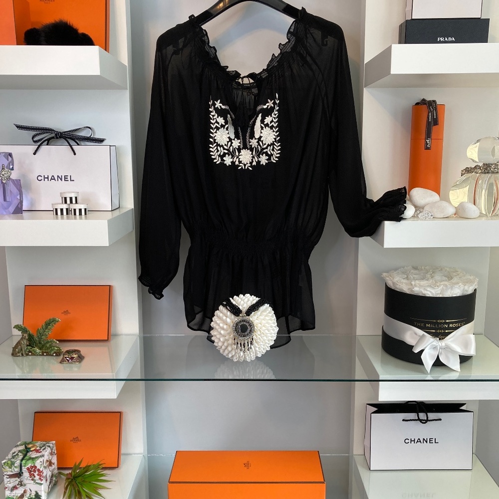 🆕 🖤 MARINA LUNA SHEER BLOUSE NWT